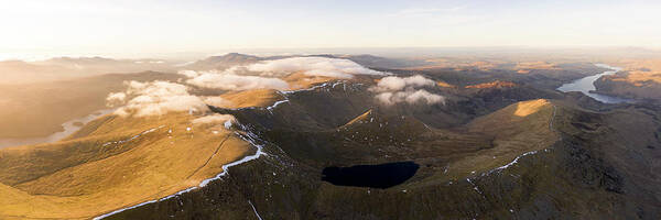 Panorama Art Print featuring the photograph Helvellyn and Striding Edge Aerial Lake District by Sonny Ryse