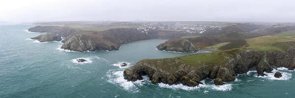 Panorama Art Print featuring the photograph Solva Aerial Pembrokeshire Coast Wales by Sonny Ryse