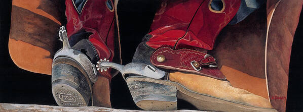 Red Boots Art Print featuring the painting Red Boots by JK Dooley