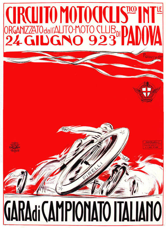 1923 Italian Championship Motorcycle Race Poster by Retro Graphics