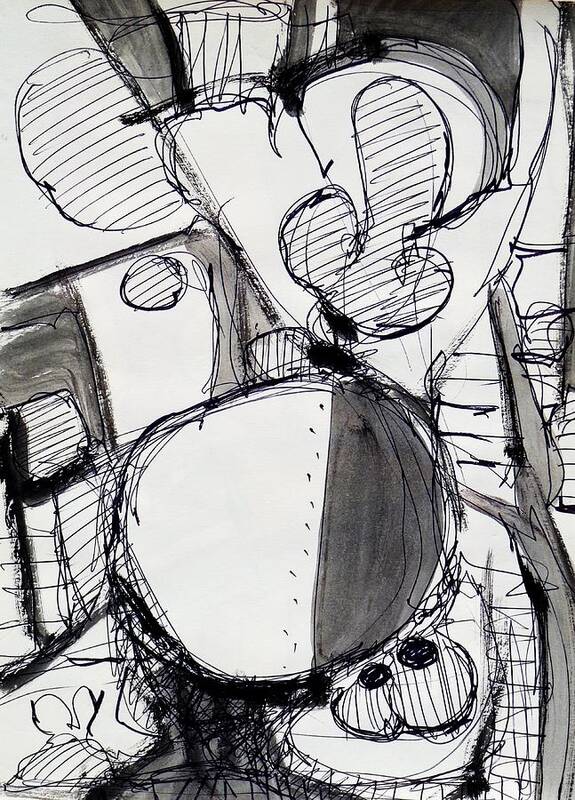 Abstract Art Print featuring the drawing What Is It by John Kaelin