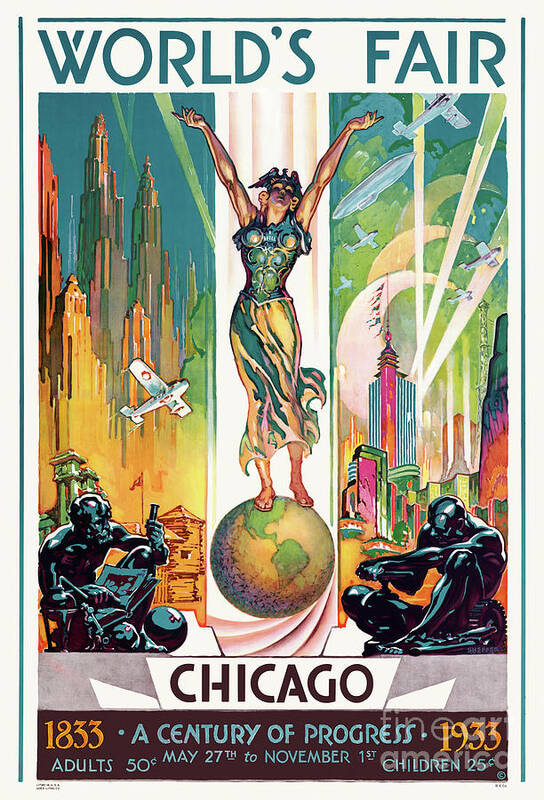 World's Fair Chicago - A Century of Progress 1933 Vintage Poster by Vintage Treasure