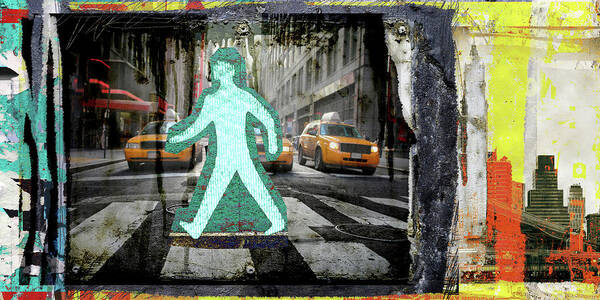 Green Art Print featuring the digital art Green man in NY by Luz Graphic Studio