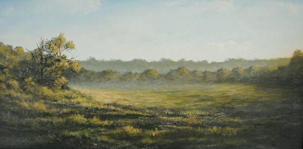 Landscape Print Art Print featuring the painting Misty Morning by Alan Zawacki