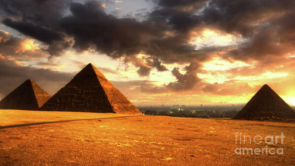 Giza Art Print featuring the photograph Pyramids of Giza by Kype Hills