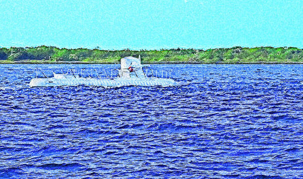 Atlantis Art Print featuring the digital art Atlantis The Submarine - Impressionism by Island Hoppers Art