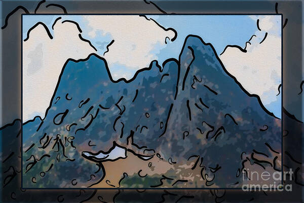 2x3 (4x6) Art Print featuring the painting Liberty Bell Mountain Abstract Landscape Painting by Omaste Witkowski