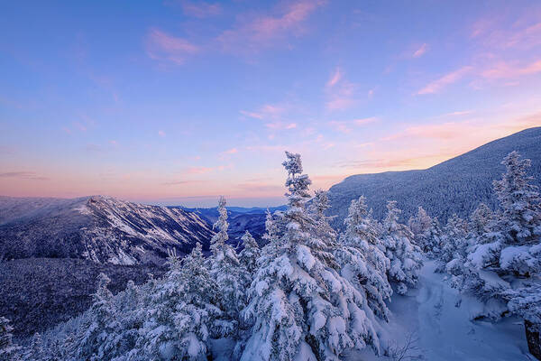 Snow Art Print featuring the photograph Crawford Notch Winter View. by Jeff Sinon