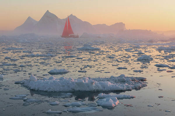 Iceberg Art Print featuring the photograph Midnight Sun by Erika Valkovicova