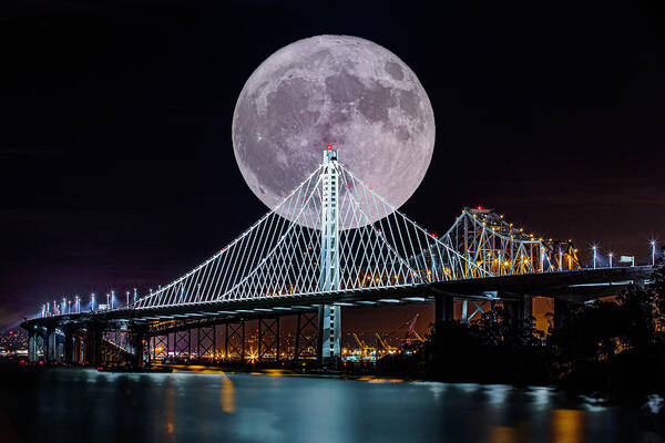 Cccc Art Print featuring the photograph Moon Over the East Bay by Don Hoekwater Photography
