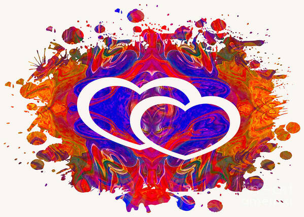 Love Art Print featuring the painting Love And Connections Abstract Heart Art by Omaste Witkowski
