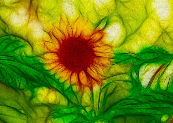 Sun Art Print featuring the painting Sun and a Flower by Omaste Witkowski
