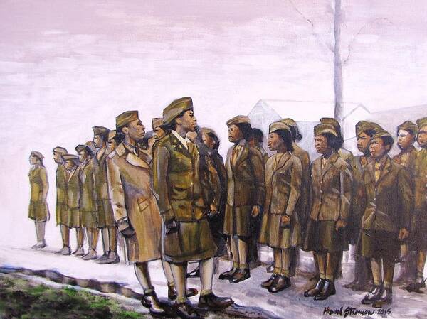Military; Women Military; Soldiers; Ww2; Army; Women Soldiers; Art Print featuring the painting Attention by Howard Stroman