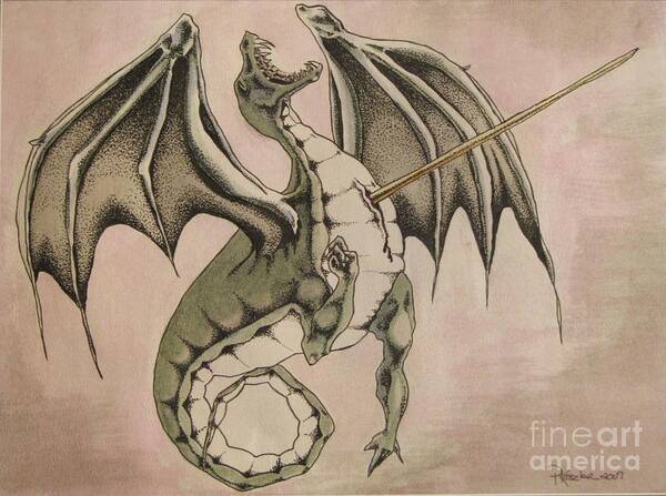 Dragon Art Print featuring the painting The Undefeated by Patricia Kanzler