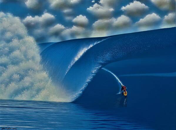 Surfing Art Print featuring the painting Teahupoo Tahiti 2000 by John Kaelin