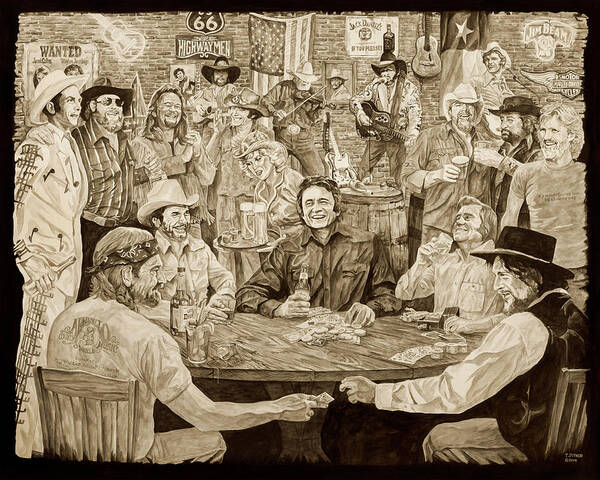 Merle Haggard Art Print featuring the painting The Outlaws by Tim Joyner