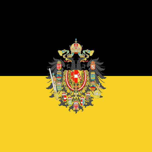 Flag Art Print featuring the digital art Habsburg flag with Imperial Coat of Arms 1 by Helga Novelli