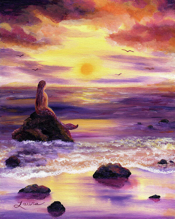 Mermaid in Purple Sunset by Laura Iverson