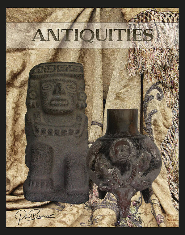 Artifacts Art Print featuring the photograph Artifacts,Stone Statue and a Clay Vase by Philip And Robbie Bracco