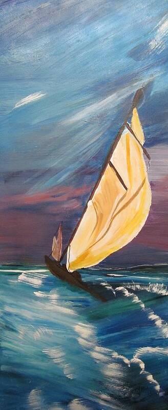 Sailboat Art Print featuring the painting Catching the Wind by Susan Voidets