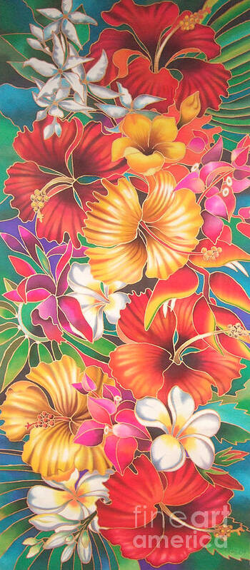 Fiji Islands Art Print featuring the painting Fiji Flowers III by Maria Rova