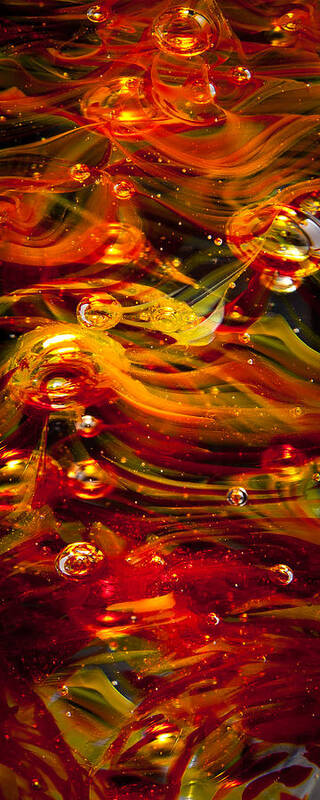 Glass Art Print featuring the photograph Glass Macro Abstract - Molten Fire by David Patterson