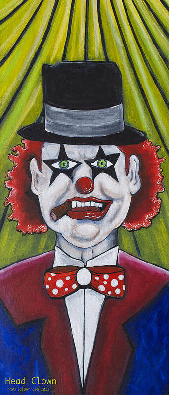 Clowns Art Print featuring the painting Head Clown by Patricia Arroyo