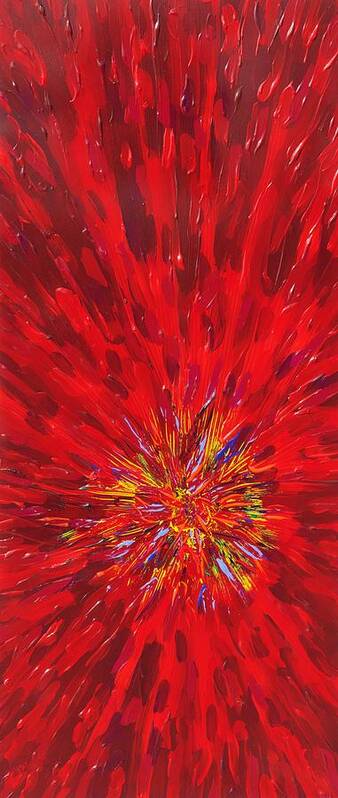 Abstract Art Print featuring the painting Red Explosion 14-37 by Patrick OLeary