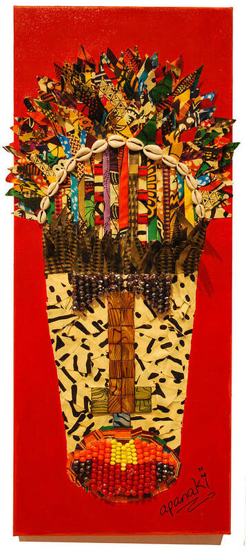 Tribal Mask Art Print featuring the tapestry - textile Shaka Zulu by Apanaki Temitayo M