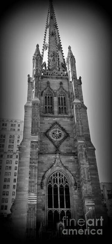 Trinity Church Art Print featuring the photograph Trinity Church Clock Tower - New York by Miriam Danar