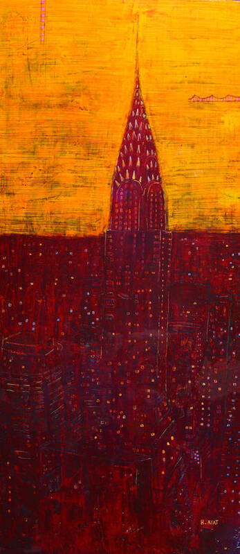 Chrysler Art Print featuring the painting Chrysler Building At Dawn Nyc Skyline Art by Habib Ayat