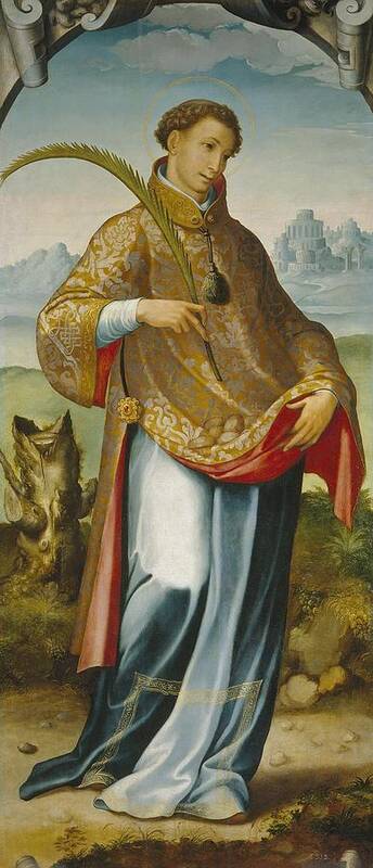 San Esteban Art Print featuring the painting Imposition of the chasuble on Saint Ildefonso by San Esteban