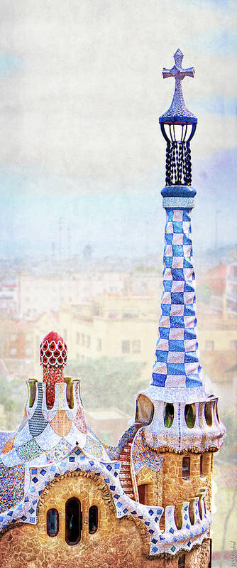 Park Guell Art Print featuring the photograph Park Guell candy House Tower - Gaudi by Weston Westmoreland