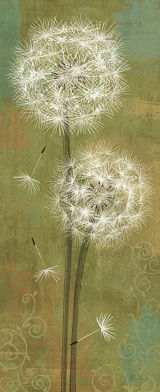 Dandelions Art Print featuring the mixed media Soft Breeze II by Veronique