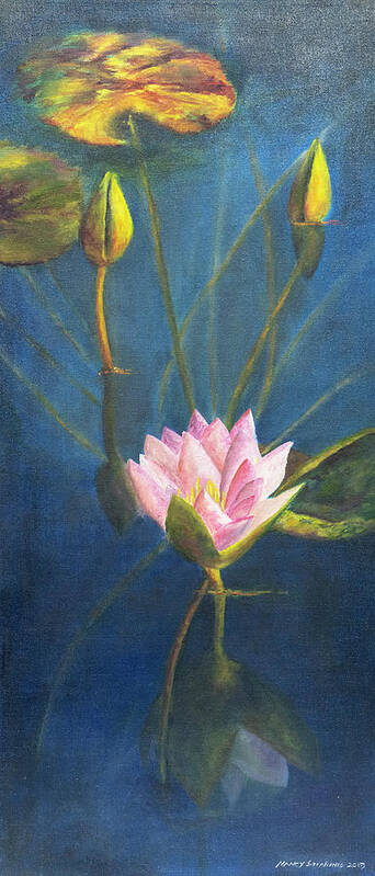 Flower Art Print featuring the painting Water Lily by Nancy Strahinic
