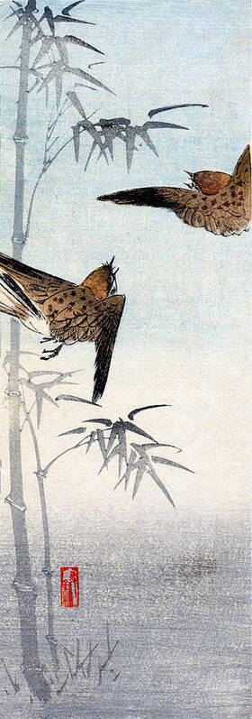 Historicimage Art Print featuring the painting 19th C. Japanese Sparrows by Historic Image