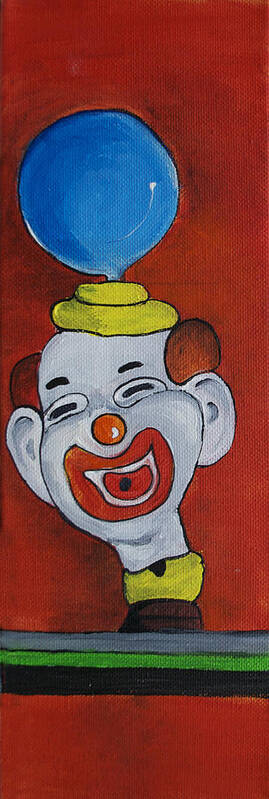 Clowns Art Print featuring the painting Clown with Blue Balloon by Patricia Arroyo