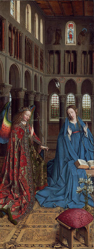 The Annunciation Art Print featuring the painting The Annunciation #3 by Jan van Eyck