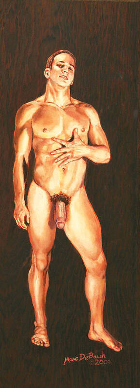 Male Nude Art Print featuring the painting It's All About Him by Marc DeBauch