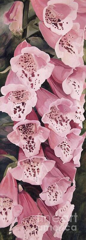 Garden Flower Art Print featuring the painting Pink Foxglove by Laurie Rohner