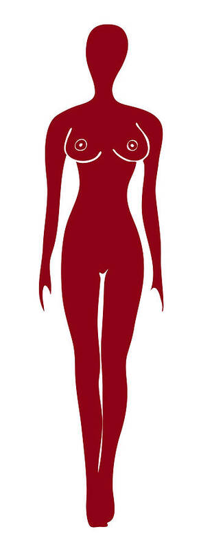 Red Art Print featuring the painting Red Female Silhouette by Frank Tschakert