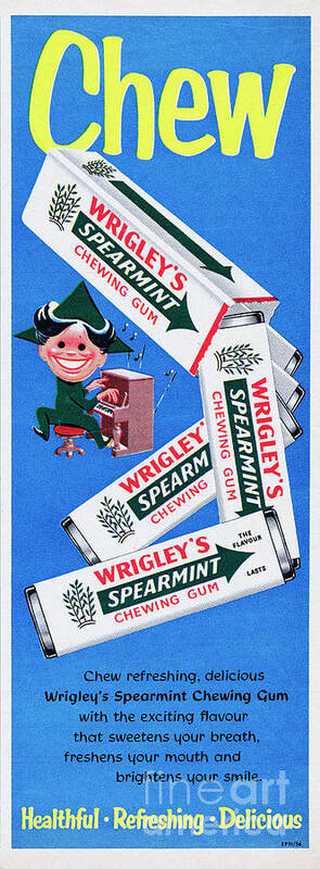 Elf Art Print featuring the photograph Wrigleys Spearmint Chewing Gum #3 by Picture Post