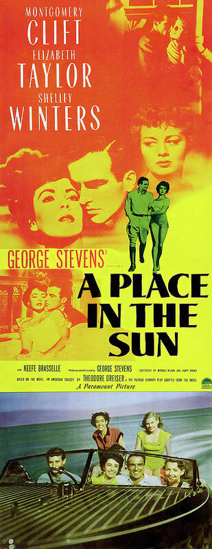 Place Art Print featuring the mixed media ''A Place in the Sun'' 2, with Montgomery Clift and Elizabeth Taylor, 1951 by Movie World Posters