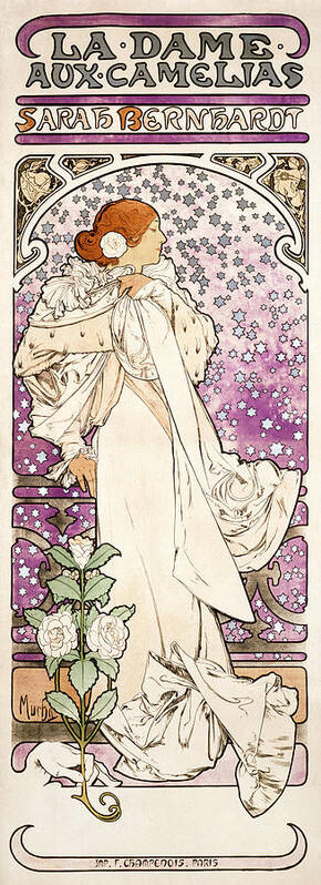 Actrice Francaise Art Print featuring the painting La dame, aux camelias, Sarah Bernhardt 1896 by Vincent Monozlay