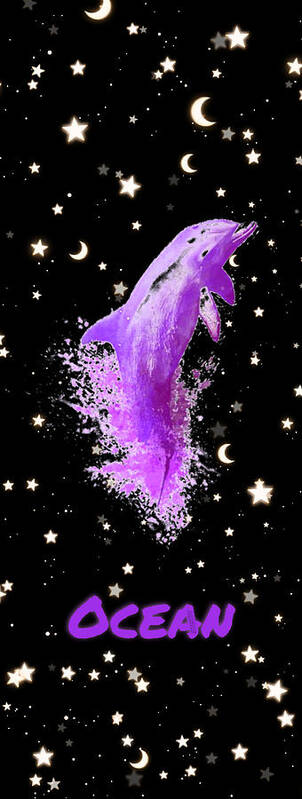 Art Art Print featuring the digital art SkY Dolphin Night by Auranatura Art