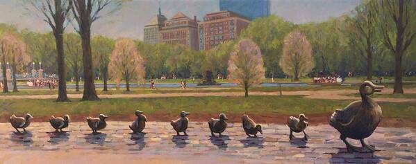 Ducklings Art Print featuring the painting Make Way for Ducklings by Dianne Panarelli Miller