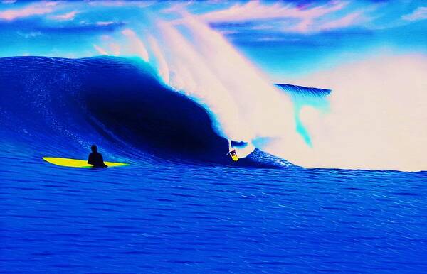Surfing Art Print featuring the painting Jaws 2013 by John Kaelin