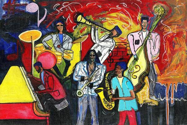 Everett Spruill Art Print featuring the painting Jazz Abstracts by Everett Spruill