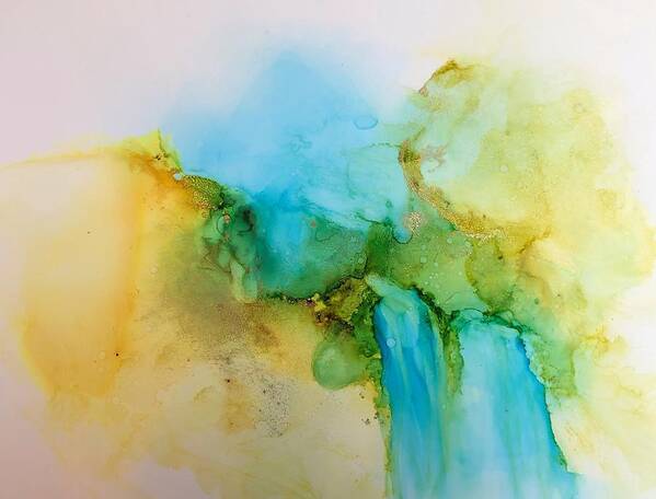 Waterfall Alcohol Ink Painting by Rachelle Stracke