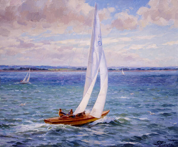 Seascape Art Print featuring the painting Regatta by Serguei Zlenko